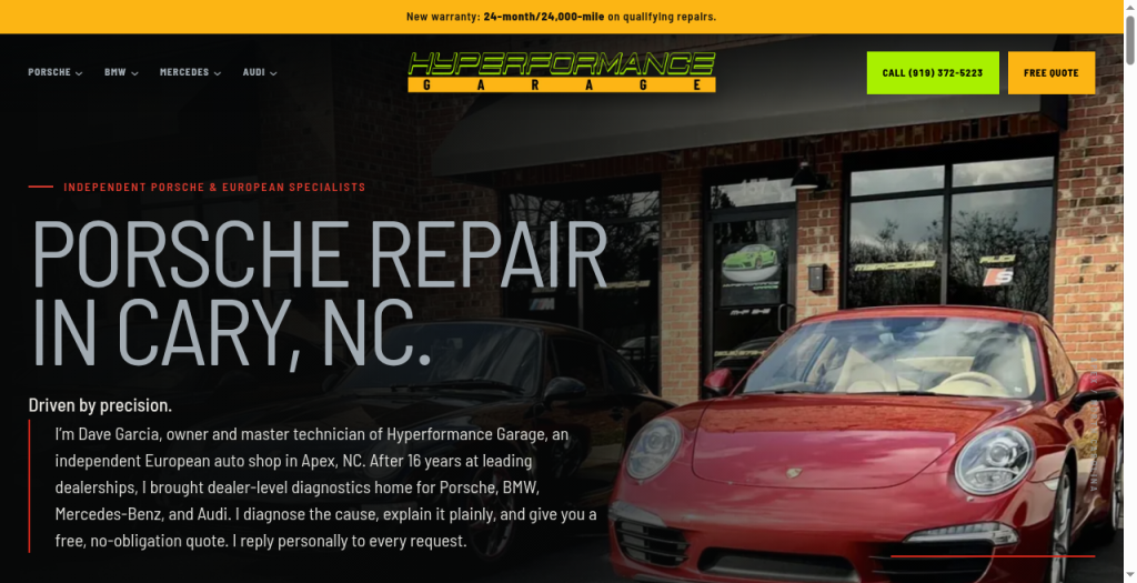 Hyperformance Garage live website homepage